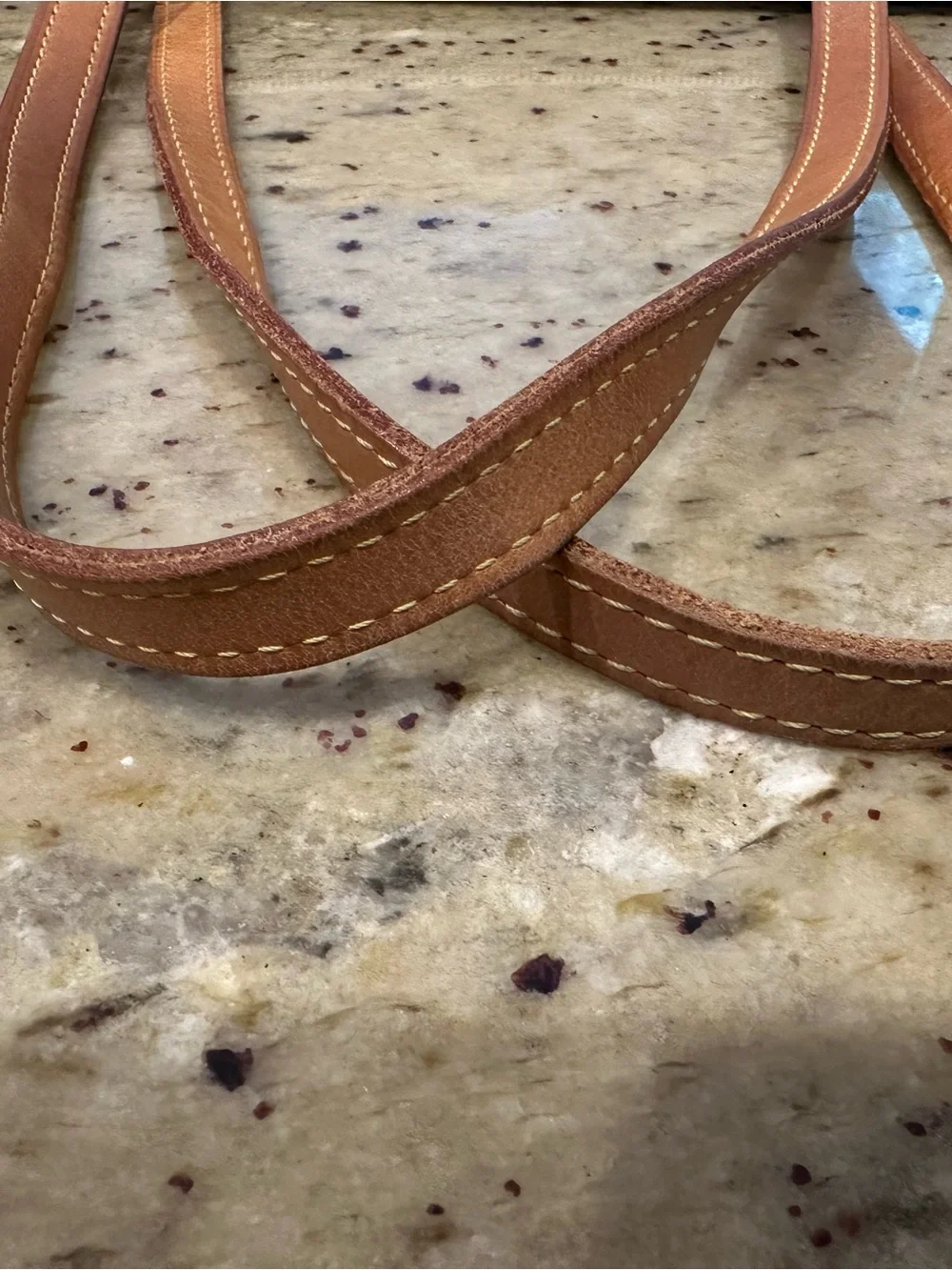 Louis Vuitton White Checkered Damier Azur Tote with Tan Leather Straps